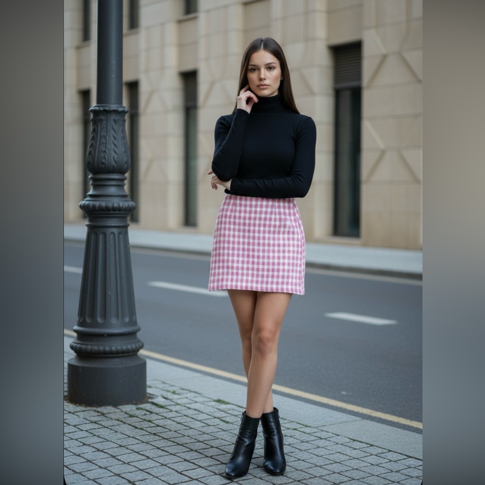 Tweed pink and white skirt